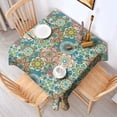 thumbnail image 2 of Multicolor Ethnic Floral Pattern Square Tablecloth,Waterproof Square Table Cover,Wipeable Spillproof Washable Table Cover for Home Kitchen Party Decor 60"x60"(152x152cm), 2 of 6