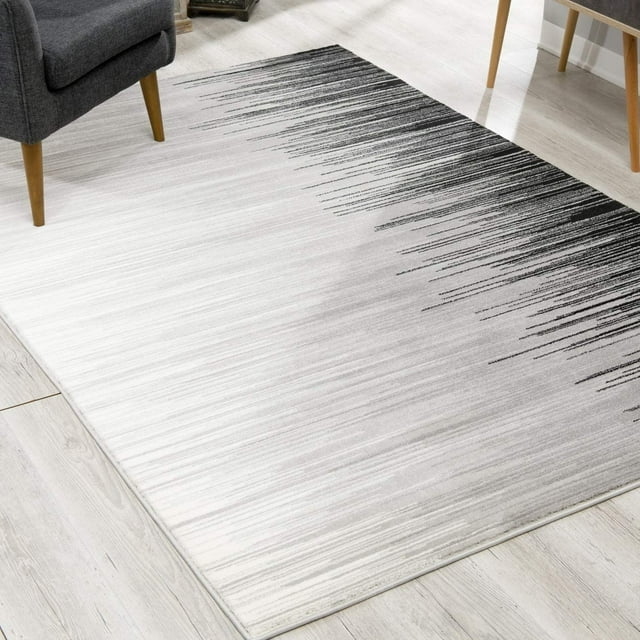 homeroots home decor 393928 2’ x 20’ Black Transitional Striped Runner Rug