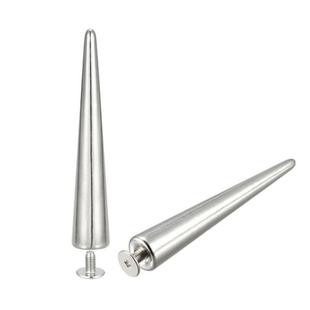

10x55mm Screw Back Rivets Solid Leather Studs Silver Tone 10 Sets