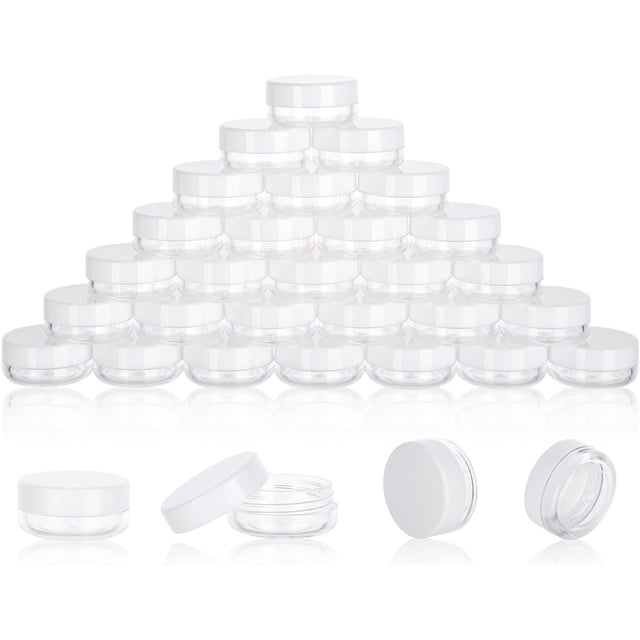 3 Gram Sample Containers with Lids, 200 Count Tiny Sample Jars, Empty Lip Balm Containers, Mini Cosmetic Containers with Lids, Makeup Travel Containers with Labels, Mini Disposable Spatulas