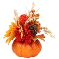thumbnail image 2 of WHEANG Halloween Pumpkin Artificial Flower Arrangement Realistic Fall Centerpiece (Set Of 3), 2 of 5