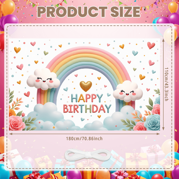 Decorative Design Rainbow Theme Colorful Clouds Banner for Kids Party Baby Shower Celebration