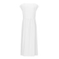 thumbnail image 5 of CHOK Robe de Plage Été 2022 Décontractée Femme Col Rond Manches Courtes Solide Ample Midi Soleil Vintage Coton Lin avec Poches, 5 of 5