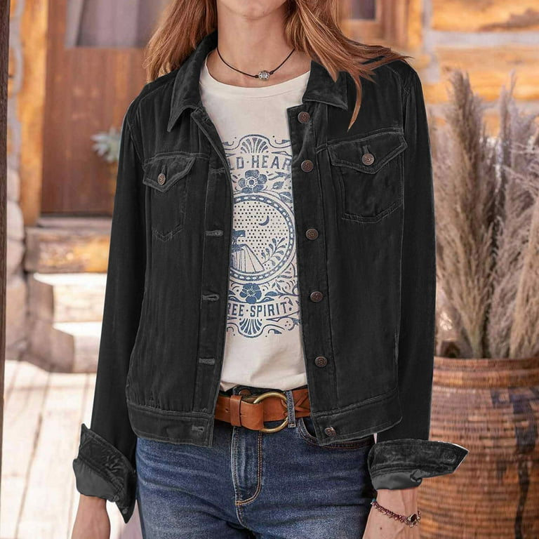 DDAPJ pyju Women's Casual Button Down Velvet Jackets Blazer Suits