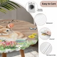 thumbnail image 6 of Happy Easter Bunny Fitted Tablecloth with Elastic Edged, Round Table Cloth for Dining Table, Spring Floral Wooden Sage Green Plaid Waterproof Oil Proof Table Cover for Indoor Outdoor 36"-44", 6 of 8