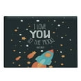 thumbnail image 1 of I Love You Cutting Board, Rocket on the Road of Space Adventurist Cosmic Couples Happy Birthday Theme, Decorative Tempered Glass Cutting and Serving Board, Large Size, Multicolor, by Ambesonne, 1 of 1