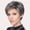 Gray, variant on Aged gray-white short curly hair wig | Side-parted high-temperature silk wig with oblique bangs | Natural and lifelike | Comfortable and breathable | Suitable for daily wear
