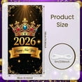 thumbnail image 2 of Golden New Year Banner Jeweled Crown 2026 Display Sparkling Stars Black Background Crown Backdrop for New Year Party Holiday Celebration Indoor Decoration, 2 of 9