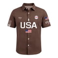 thumbnail image 4 of Mens 250 Anniversary USA Shirt Patriotic American Flag Polo Tshirt 1776-2026 Anniversary Button Up Lapel Shirts with Bold Lettering and Flag Details Brown S, 4 of 4