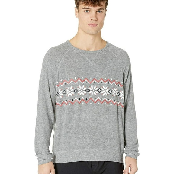 P.J. Salvage Mens Fair Isle Pajama Sweater, Grey, Small
