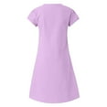 thumbnail image 7 of Summer Fashion Dresses for Womens 2025 Plus Size Loose V-Neck Solid Short Sleeve Cotton And Linen Dress, 7 of 7