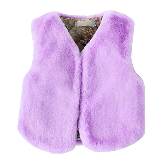 Mercatoo Kids Ⓕaux Ⓕur Vest Girls Winter Windproof Sleeveless Thicken Wool Warm Jacket Casual Loose Cozy Fuzzy Outerwear