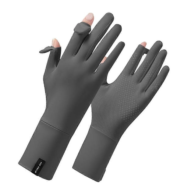 1 Pair Unisex Anti-Slip Palm UV Protection Breathable Ice Silk Gloves Outdoor Cycling Driving Gloves
