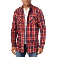 thumbnail image 1 of Chaqueta de camisa a cuadros de sarga vintage resistente a la intemperie para hombre, rojo, XXX-Large, 1 of 1