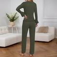 thumbnail image 4 of Lounge Sets for Women, Women's Sleepwear Set Long Sleeve Pajamas Winter Loungewear Cozy Home Outfit Casual Two Piece Outfit For Fall And Winter, Suits(Army Green,M), 4 of 6