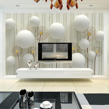 Abstract Stereo White Geometry Wall Murals Wallpaper, Modern Minimalist Flower Art Large Murals Wall Decor Painting, Suitable for Bedroom Living Room-137.8"W x 100"H