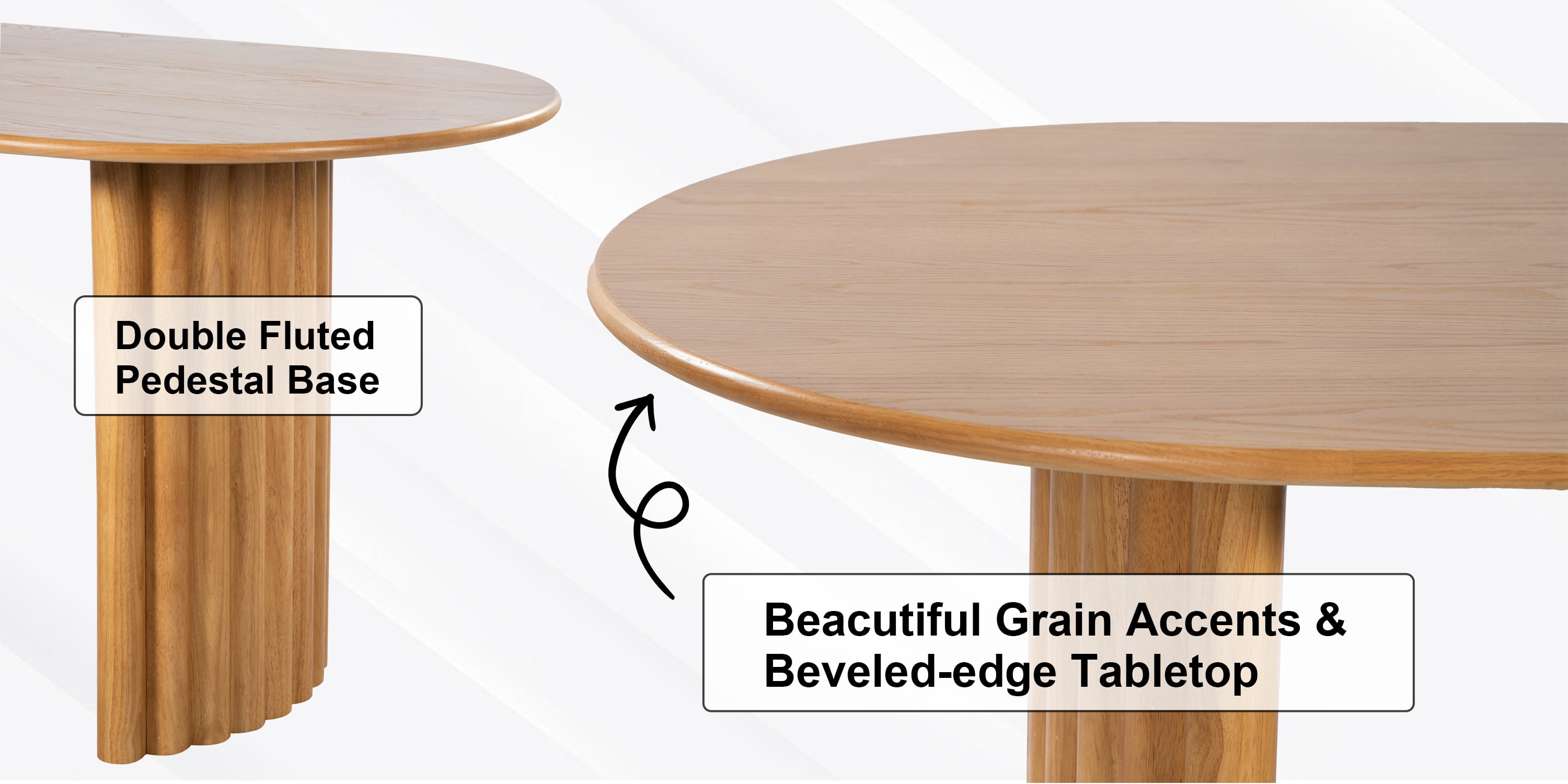 MAYEERTY 79"×33.5"×30" Natural Wood Oval Dining Table - Curved Legs, Elegant for Home Meals