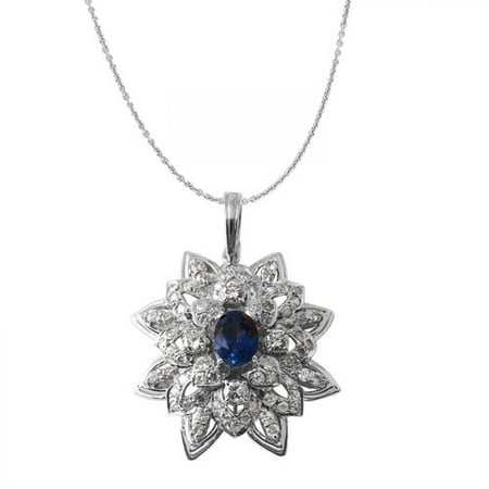 Foreli 3.14CTW Sapphire And Diamond 14K White Gold Necklace