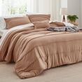 thumbnail image 1 of Juego de edredón Bedsure California King con pliegues pinchados en taupe, 1 of 8