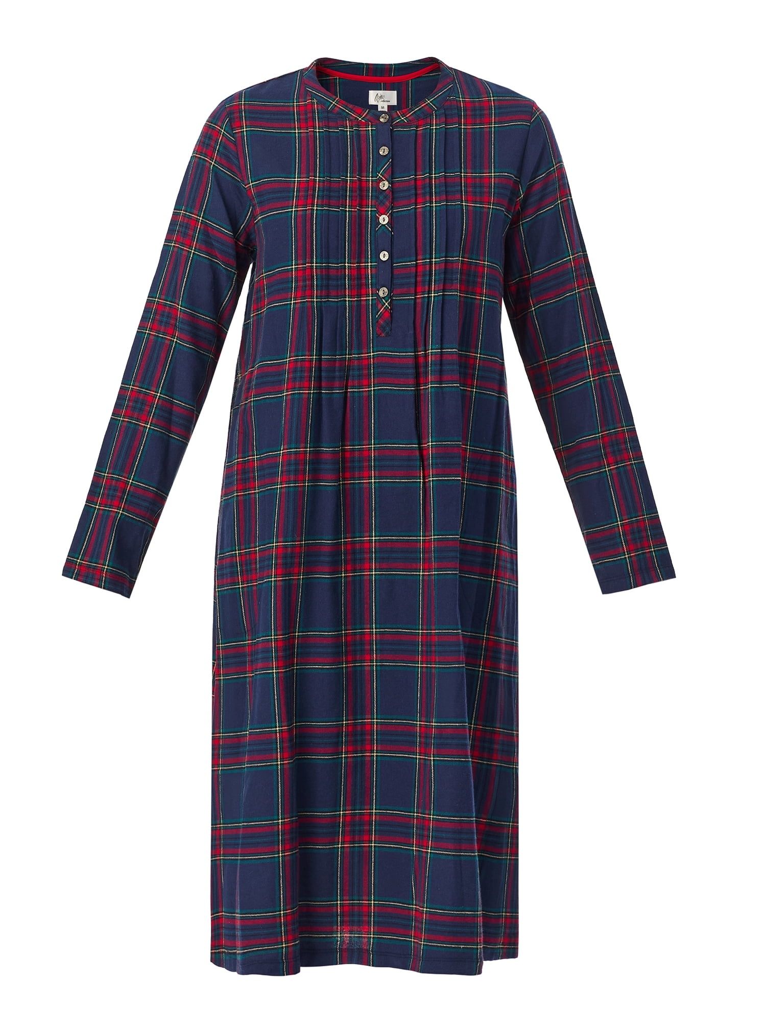 Aria Women’s 100% Cotton Woven Flannel Long Sleeve 44" Nightgown, Sizes XS-3X