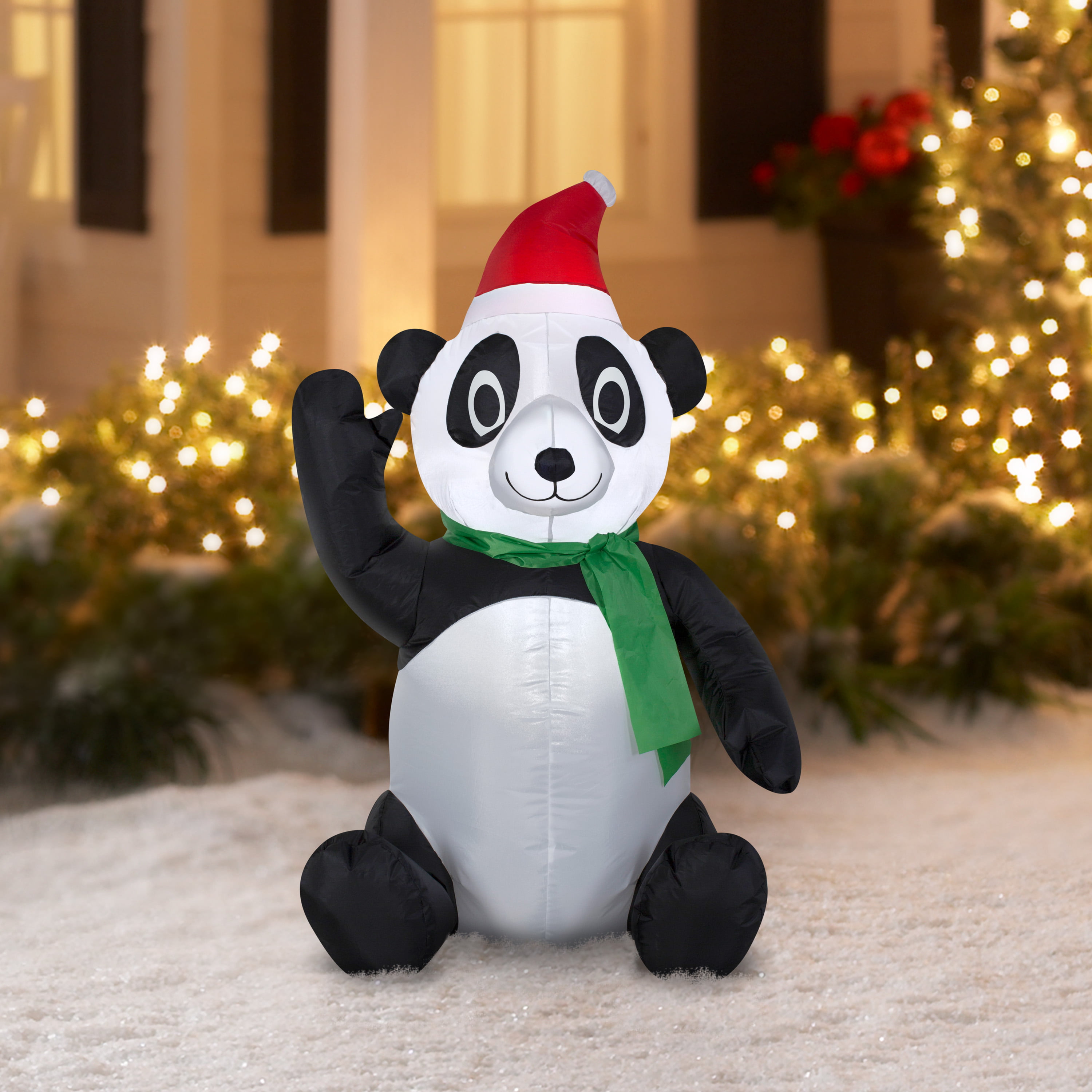 Holiday Time Inflatable Christmas Panda Bear Lights Up Yard Decor NEW 