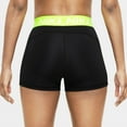 thumbnail image 2 of Nike Womens Pro 3" Shorts (Black/Volt/White, Small), 2 of 5
