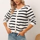 thumbnail image 5 of Cárdigan Suéteres para mujer Suéteres de otoño Recortada Invierno Cárdigan informal Blusa de un solo pecho Manga larga Raya Tops cortos Odeerbi ODB-5, 5 of 6