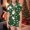 Green, variant on Girls Outfits Set for Girls Casual Pajamas with Christmas Print Button Down Lapel Short Sleeved Top and Shorts for Everyday Wear