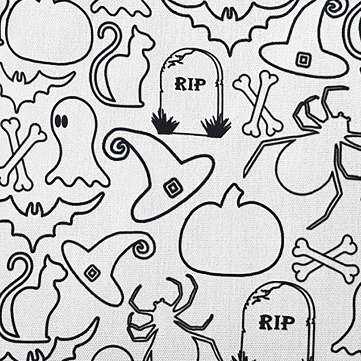 16" x 16" Simply Daisy Halloween Outlines Polyester Accent Pillow, White Qty 1