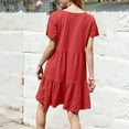 thumbnail image 4 of Knosfe Summer Dresses for Women 2025 Vacation Beach Short Sleeve Tshirt Dress Y2k Loose fit Scoop Neck Tiered Mini Sundress Red S, 4 of 5