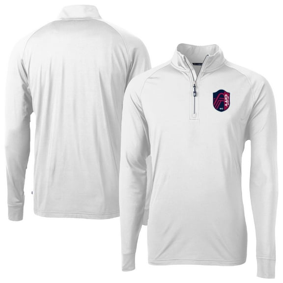 Men's-Cutter & Buck White St. Louis City SC Adapt Eco Knit Stretch Recycled Raglan Quarter-Zip Pullover Top
