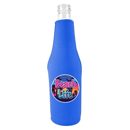 Beach Life Beer Bottle Coolie (Royal Blue) product image
