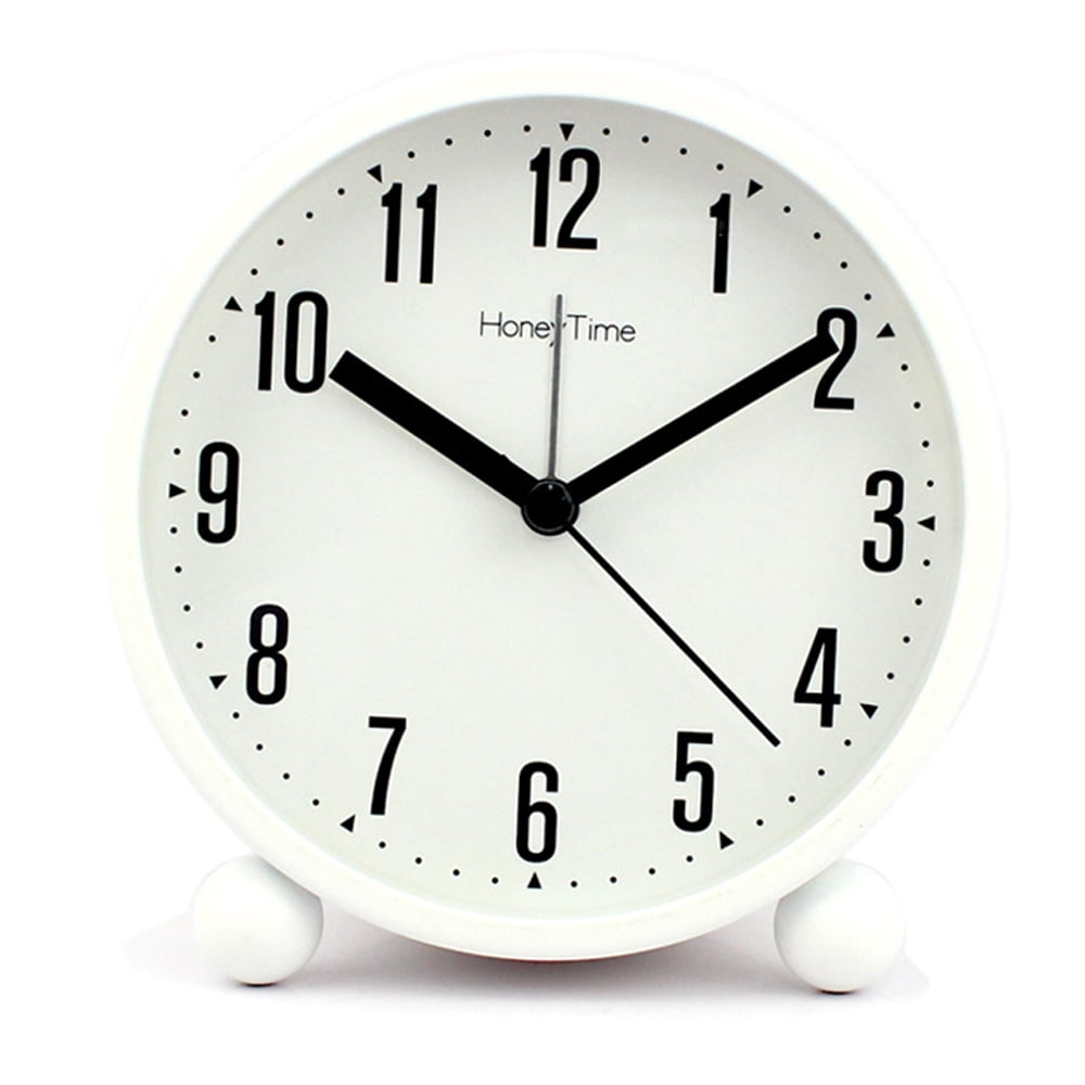 Analog Alarm Clock, Super Silent Non Ticking Small Clock ， Battery