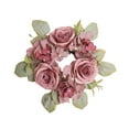 thumbnail image 3 of Anillo de vela de corona de vela de flores de flores de rosa, adorno colgante de pared, decorativo para la pared de compromiso de puerta al aire libre Rosa rojo, 3 of 8