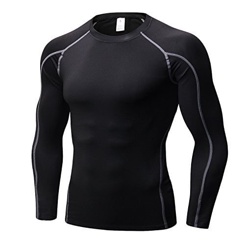 LANBAOSI Hauts de Compression pour Hommes Séchage Rapide Légers Couche de Base pour Homme T-Shirt à Manches Longues pour Cyclisme Ski Course Randonnée Taille Grand