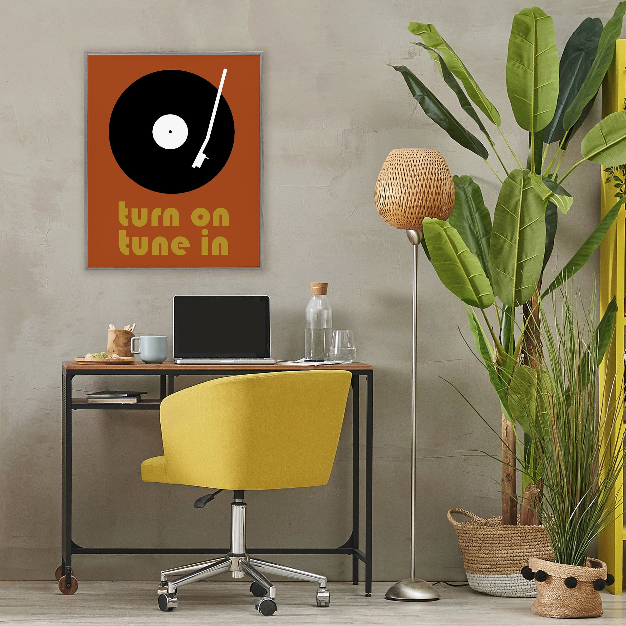 Stupell Industries Turn On Tune In Gray Framed Giclee Art, design by Tom Quartermaine