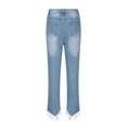 thumbnail image 5 of Jean Moulant Extensible pour Femme à Franges, Ourlet Brut Effiloché, Coupe Ajustée, Jean Classique Taille Haute, Pantalon en Denim pour Femmes, 5 of 5