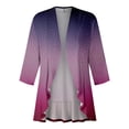 thumbnail image 4 of ZKIRBJV Cardigans for Women 3/4 Sleeve Dusters for Women Lightweight Open Front Shrug Cardigan Floral Print Dressy Casual Boho Kimono Cardigan Purple 2XL, 4 of 6