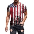 thumbnail image 2 of Aobny Patriotic Tshirt for Men American Flag Fourth of July T-Shirt Short Sleeve Big & Tall Muscle T-Shirts,Black,4XL, 2 of 5