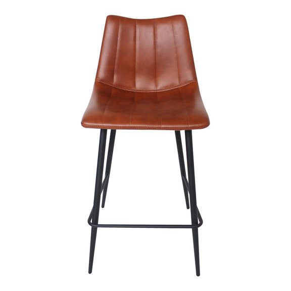 Moe's Home Collection Alibi 26" Faux Leather Counter Stools in Brown (Set of 2)