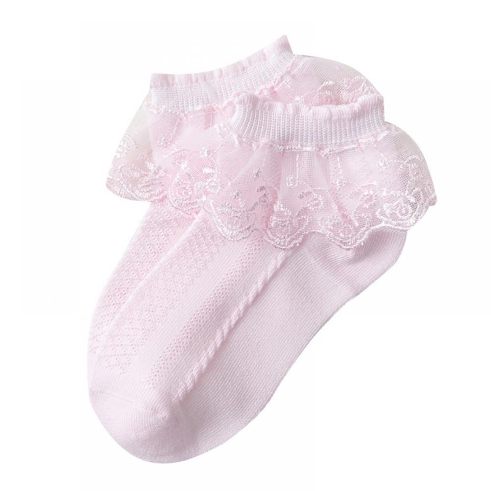 USA girls Double Layer Cotton Frilly Lace Ruffle Socks With Bow and Pearls Pretty Me 