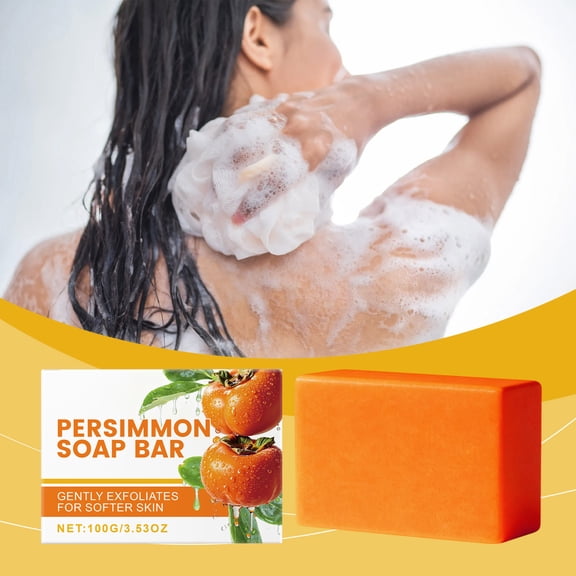 Persimmon Soap for Old People Smell & Body Odor, Natural Deodorant Bath Soap, Moisturizes & Gently Cleanses, Handcrafted with Persimmon Extract, Suitable for All Skin Types & Ages, 3.53 Oz