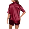 thumbnail image 4 of Axiiglly Satin Pajama Sets for Women 2 Piece Short Sleeve V Neck Button Down Silk Pjs Shorts Lounge Sets Soft and Comfy, S-2XL, 4 of 8