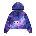 thumbnail image 4 of Xoenoiee Axolotl Galaxy Print Half Zip Hoodie Fleece Cropped Sweatshirt for Girls, Fall Winter Pullover Zip Up Jacket Coat for Kids Teens, 7-8 Years, 4 of 7