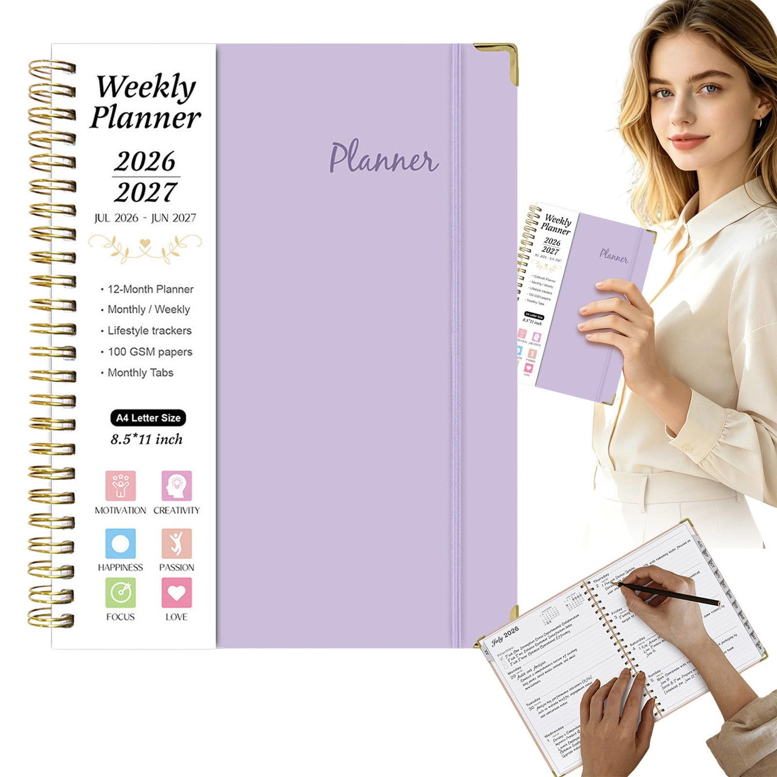 Academic Planner 2026-2027 1-Pack Hardcover Monthly Planner 2026-2027 Calendar Weekly Schedule Tracker for Daily Goal Setting bldnkj