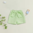 thumbnail image 2 of Xudanell Baby Shorts for Girls Plaid Print Bow Short Pants Toddler Girl Clothes Elastic Waist Pants with Pocket, 2 of 6