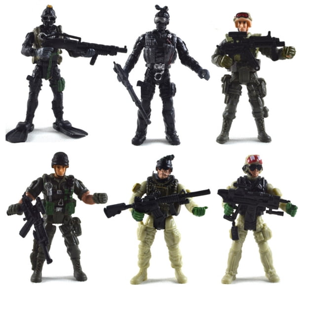 6 Pcs 1/18 Forces Spéciales Soldats SWAT Figurines d'Action Modèle de Soldat Militaire pour Collection