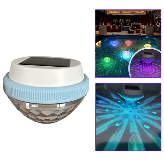 Djiypn Solar Floating Pool Lights, Smart Auto ON/Off Pool Light, IPX7 Waterproof RGB Floating Pool Solar Lights for Bathtub Garden Party (1 Pack)