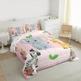thumbnail image 3 of Manfei Cartoon Elephant Zebra Bedding Comforter Set,Cute Zoo Animal Twin Comforter Sets,Kawaii Giraffe Pink Flower Bedding Set For Girls Kids,Breathable Home Decor Reversible,2-Piece, 3 of 8