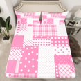 thumbnail image 2 of Manfei Modern Geometric Grid Twin Sheet Sets,Geometric Spot Aesthetic Twin Fitted Sheet,Pink White Checkered Flat Sheet For Teens Girl,Luxury Bedroom Decor,3 Pieces, 2 of 7